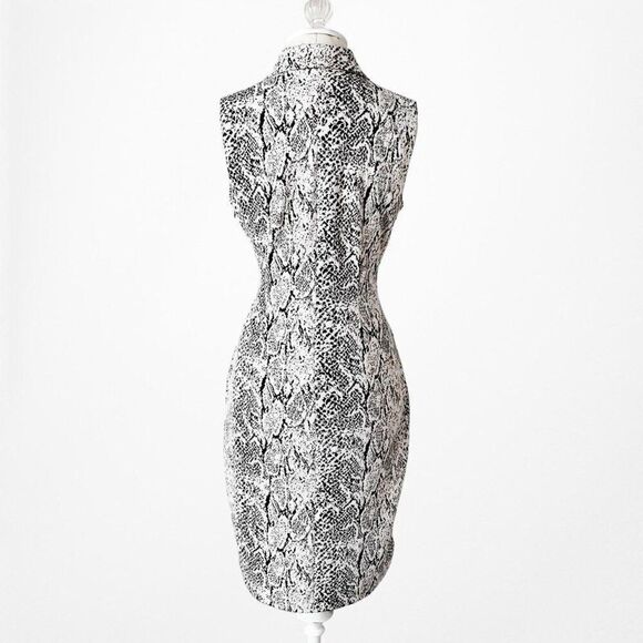 Vintage Y2K Calvin Klein Animal Print Gray Knee Length Bodycon Dress Size 4/M - Picture 4 of 5